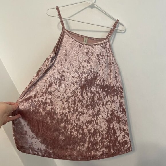 ALLISON JOY EVEREVE Cori Velvet Tank Blush Light Pink Velour Sleeveless Preppy M - Picture 8 of 12